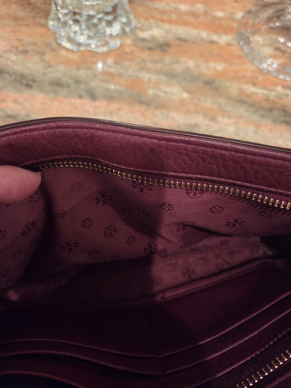 Tory Burch Berry-Burgundy Leather Crossbody Bag and Wallett Set - Picture 6 of 8